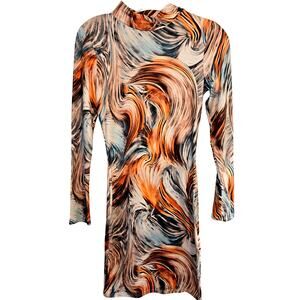 Fashion Nova Women's Dress Medium M Orange Long Sleeves Misses Size 8 10